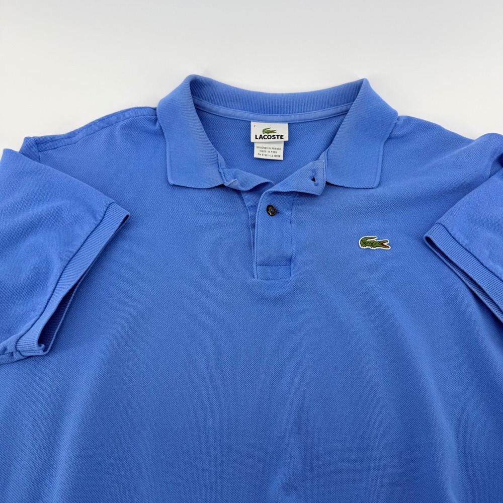 Lacoste 5191L Pique Polo Shirt Short Sleeve Crocodile Logo Size 7 Blue